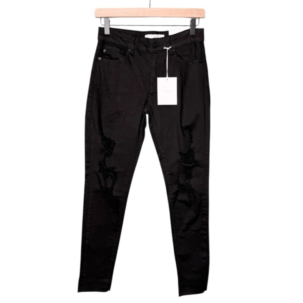 NWT KanCan Destroyed Ankle Skinny Jeans Distressed Black Women’s Size 26 - Picture 3 of 11
